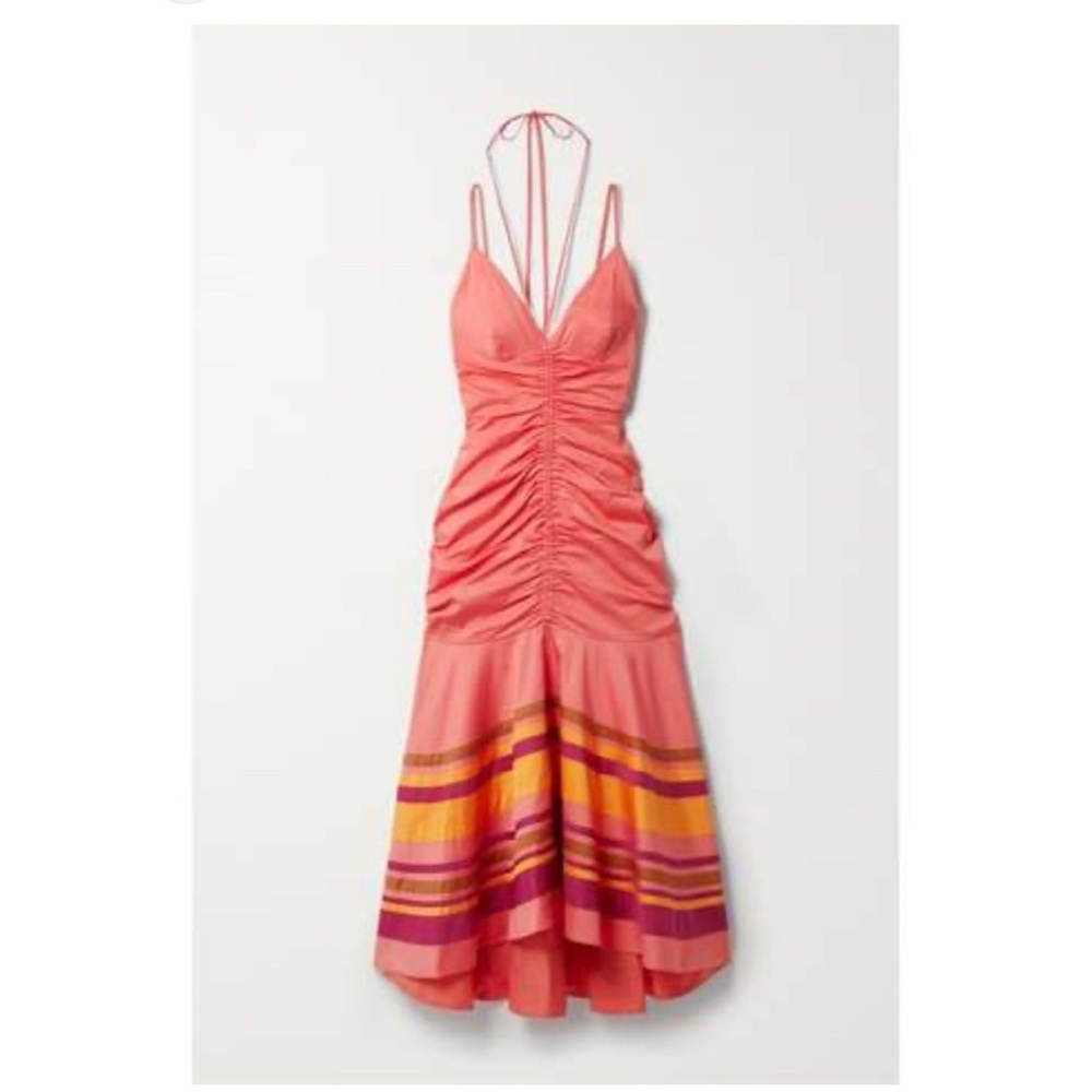 Veronica Beard Fitz Halter Dress sz: 0 XS Coral Sundress Summer Resort Vacation - Picture 8 of 8
